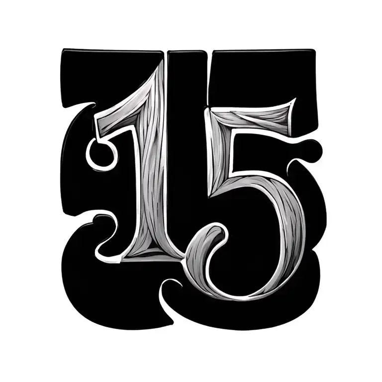 Numer 15 In 2 Puzzle Pieces Forming