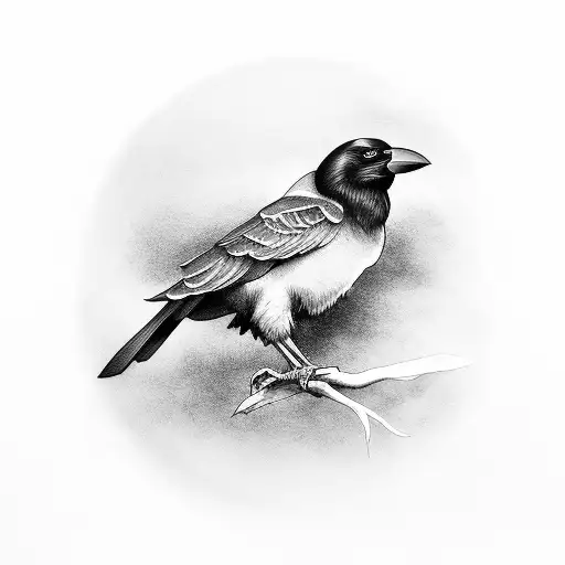 Crow Sitting On A Branch