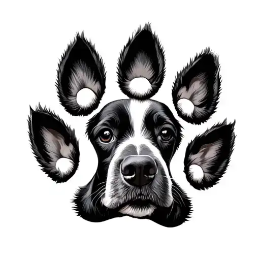 Dog Paw Print With Dogs Face Inside