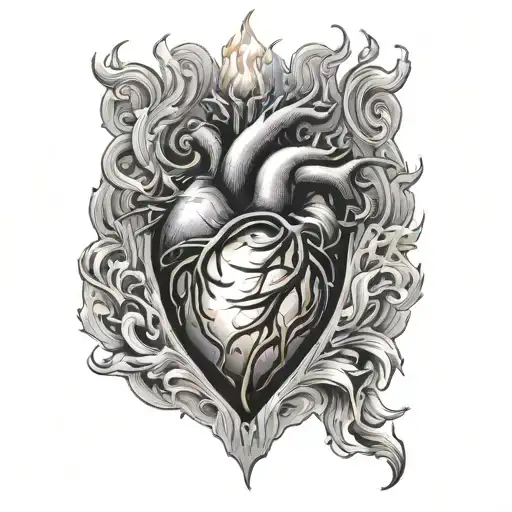 Heart And Fire Making Light Emanating