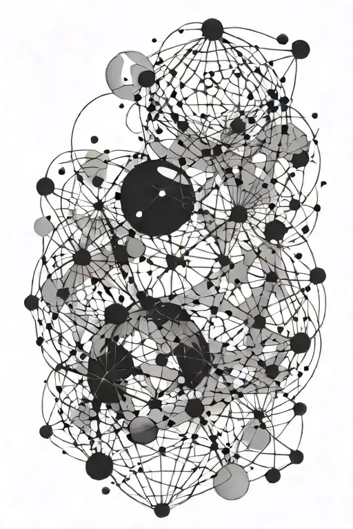 Abstract Tattoo That Looks Like A Constellation With Fine Lines