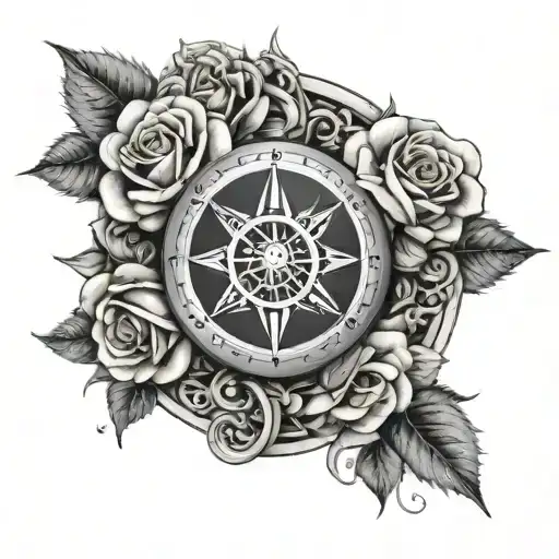 Colorful Roses With Viking Compass