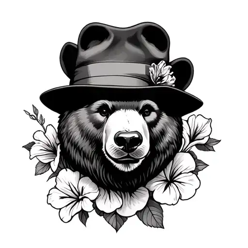 Dad Crocus Pansy Hibiscus Trilby Hat Bear Head Cigarette