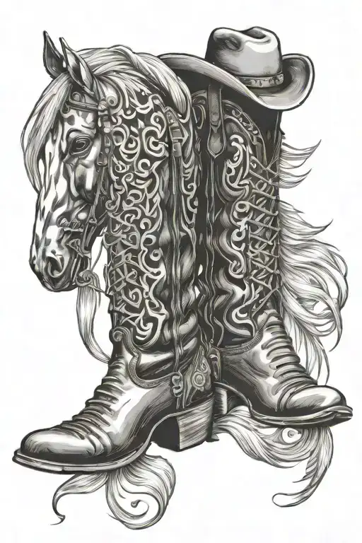 Percheron Horse And Cowboy Boots