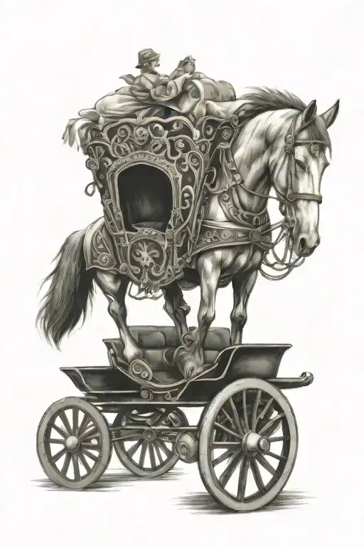 Percheron Horse And Carriage Wheel