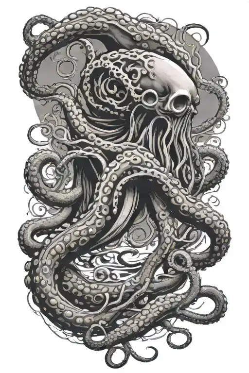 Giant Octopus Tentacles Dragging Old Deep Sea Diver Down To The Depths