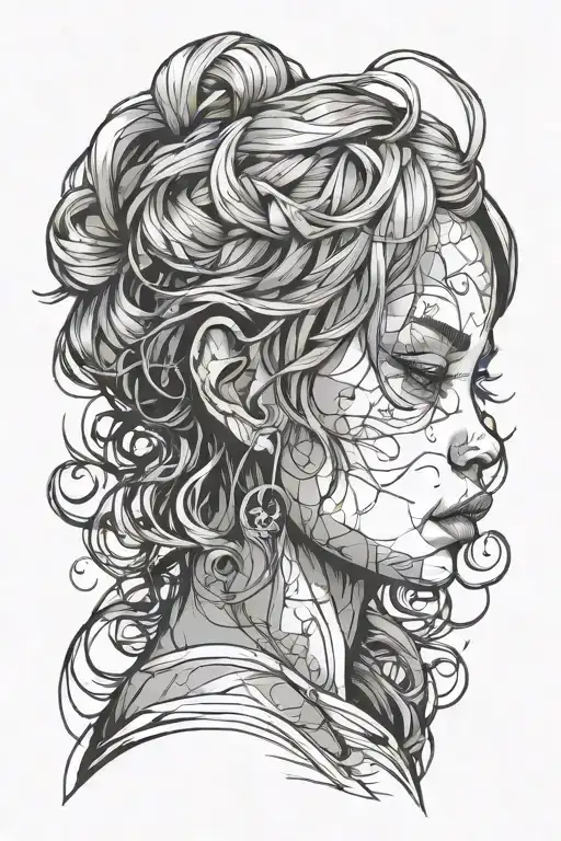 Little Girl Figure Outline Black And White