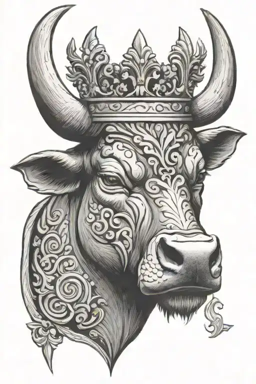 Bull Head Wearing Crown