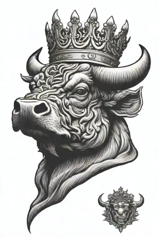 Bull Head Wearing Crown