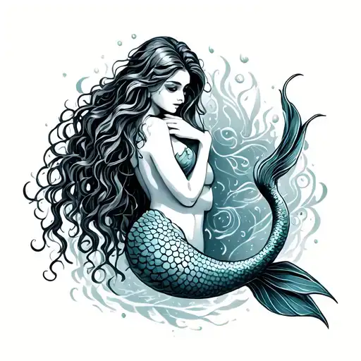 Mermaid Hugging Her Tail
