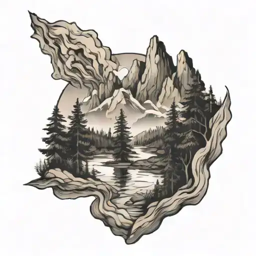 A Forrest Mountain And River Inside