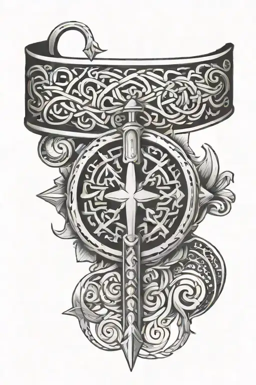 Arm Band With Arrow And Keltic Knot Design