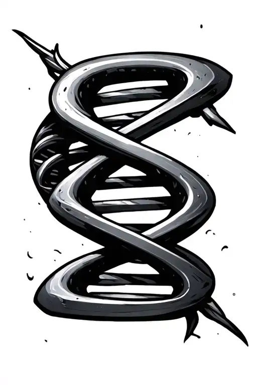 Dna Helix As Blade Sword Intertwined