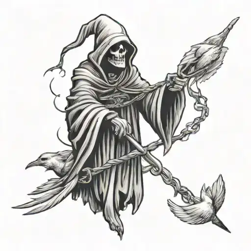 Grim Reaper With Lanyard Of Ducks