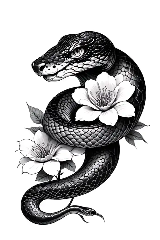 Snake And Flowers
