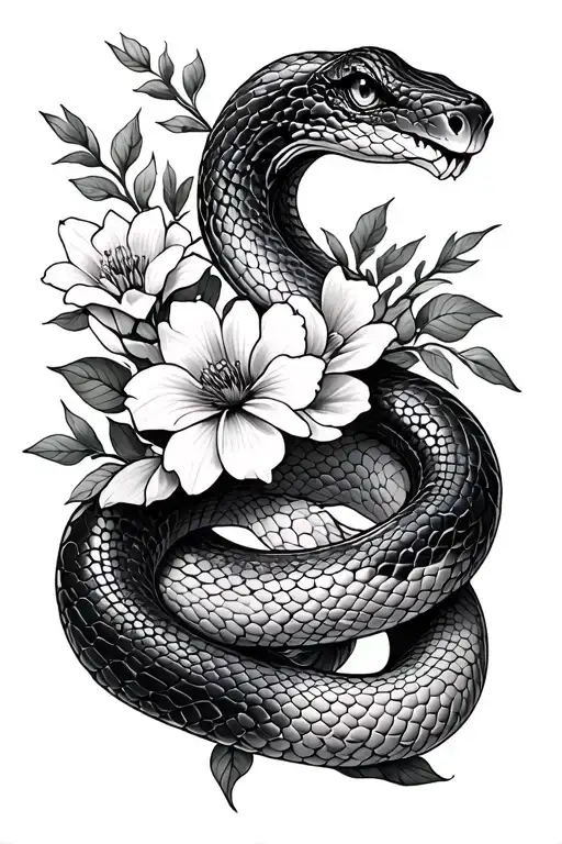 Snake And Flowers