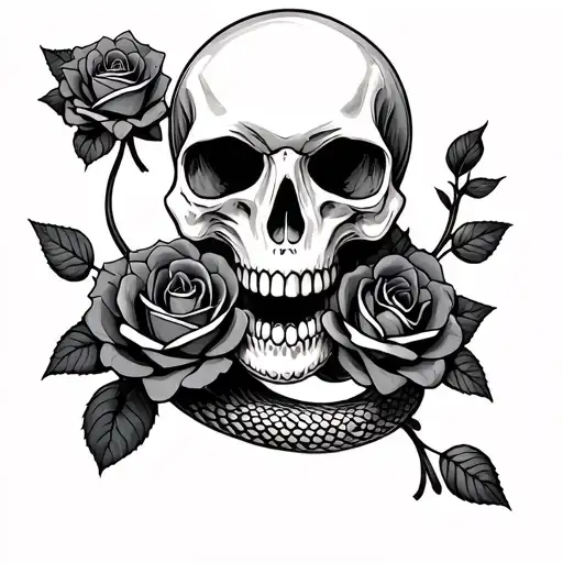 Snake Skull Roses