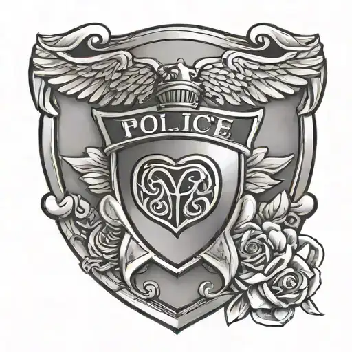 A Police Badge With A Heart Symbolizing Love For Your Family