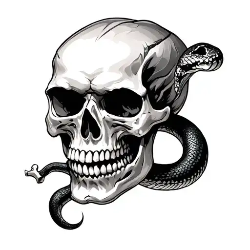 Skull With A Snake And Bone Through Its Face