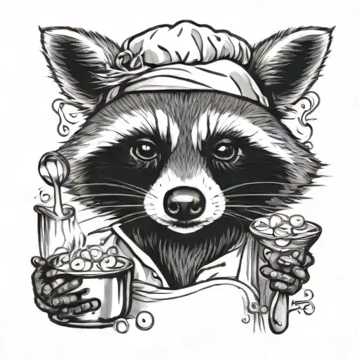Raccoon Chef Preparing