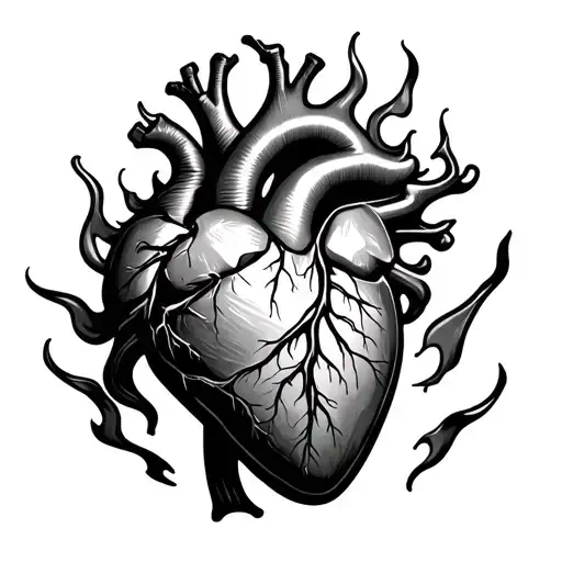 Anatomical Heart On Fire