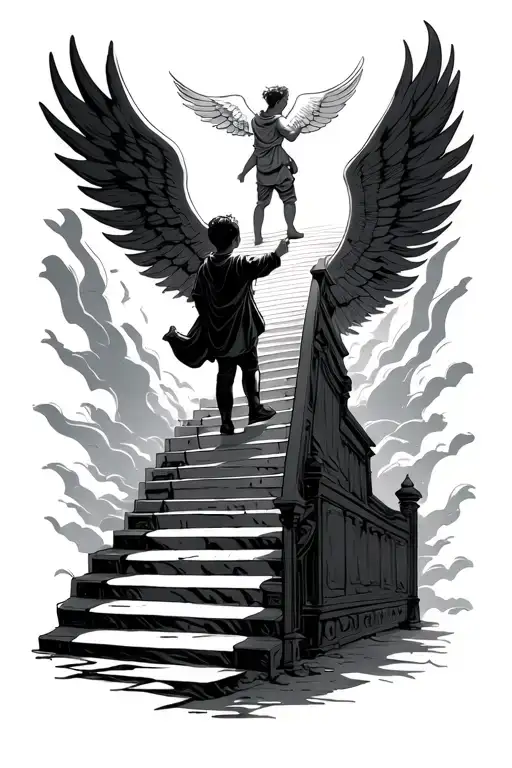 Boy Going Up Heaven Stairs Going Into Heaven