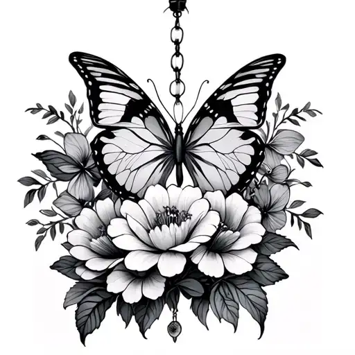 Butterflies Tiger Flowers Chandelier