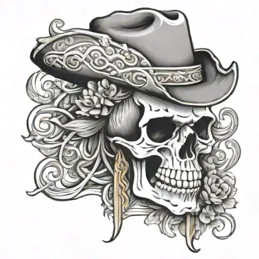 Hank Williams Jr Skeleton Tattoo Design