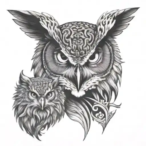 Owl And Lion Roaring
