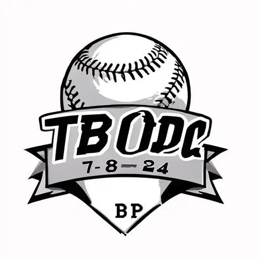 Softball Home Plate With The Date 7-8-24 And The Initals B And P In It