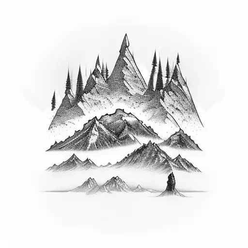 A Majestic Mountain Landscape With A Motocross Bike Racing Through It