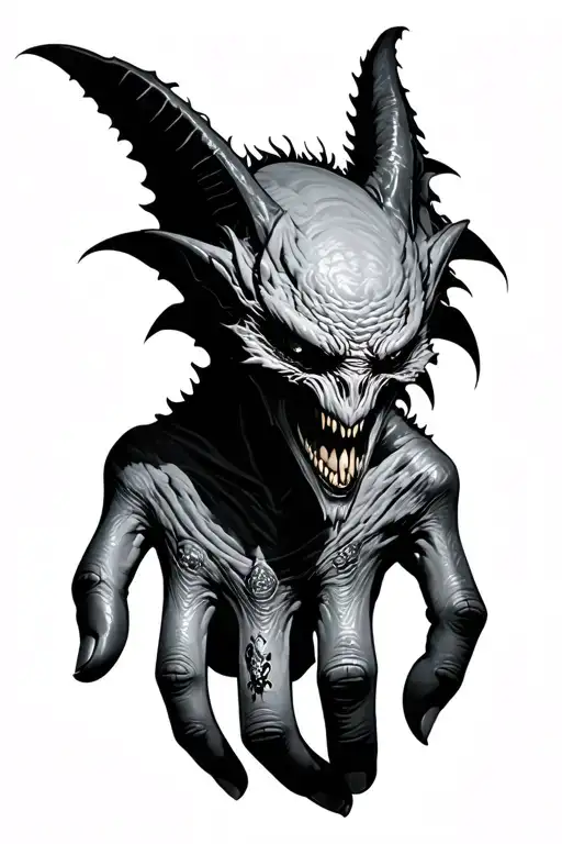 A Terrible Drawing On A Hand With Terrible Line And A Terrible Creature