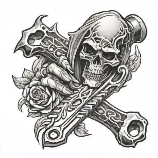 Reaper Pipe Wrench Busting Through Skin Opening