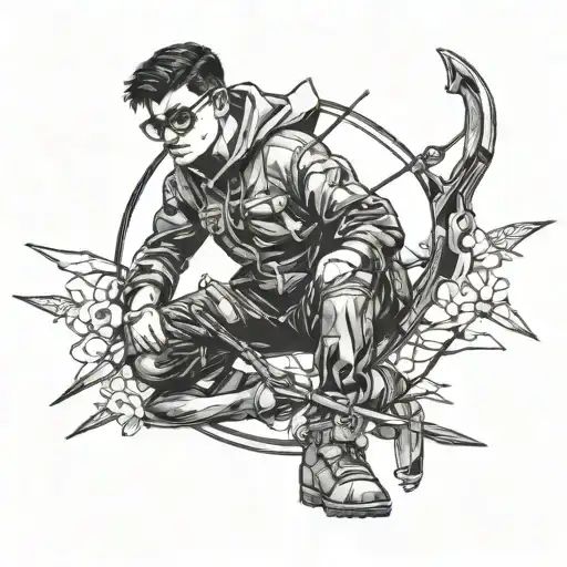 Oliver Tree With Bow And Arrow Leaning Against It