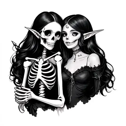 Skeleton And Elf Girl