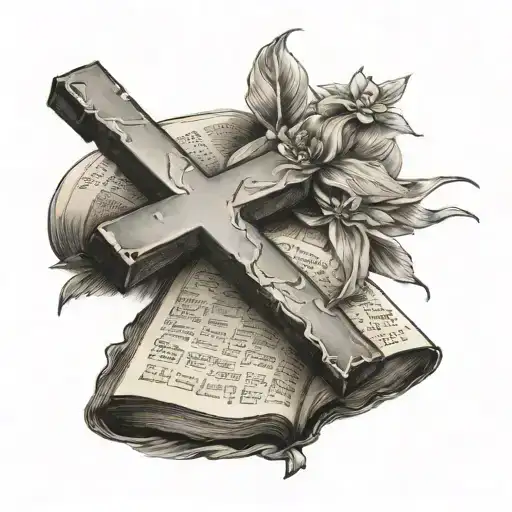 2 Crosses Tattoo With Bible Scripture Below Them A