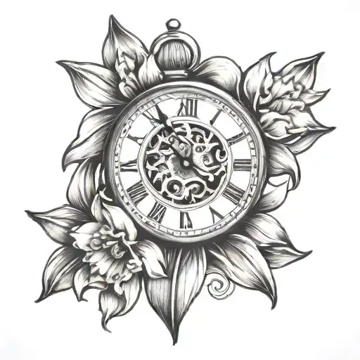 Clock With A Daffodil