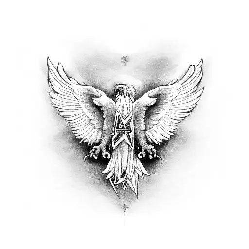 White Eagle With Christian Cross