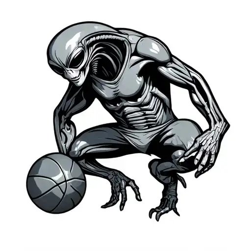 Alien Man With A Basketball