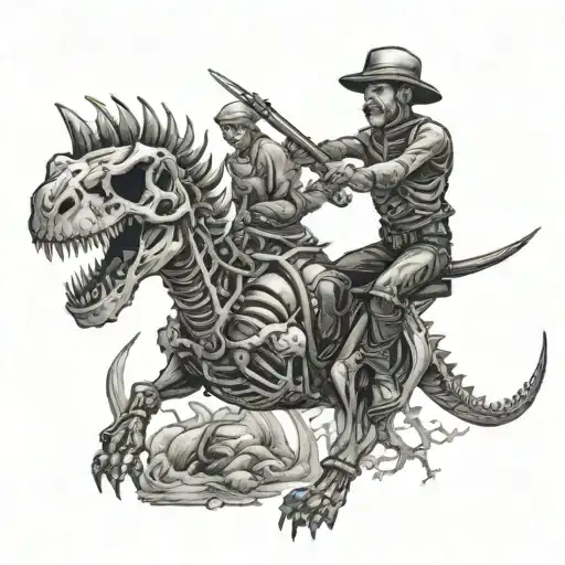 Skeleton Riding Dinoaur
