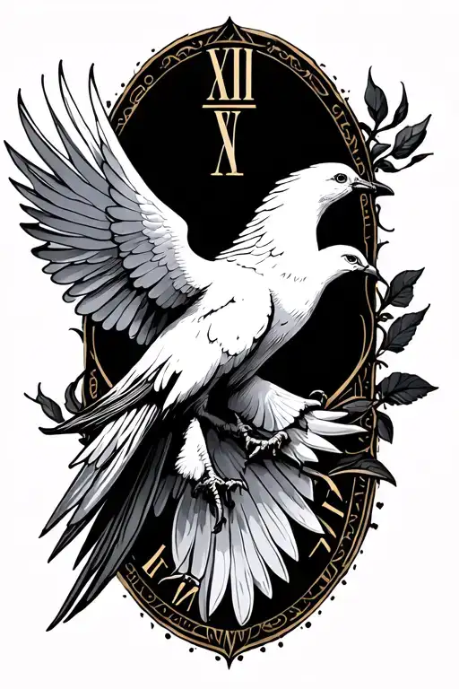 Dove With Roman Numerals