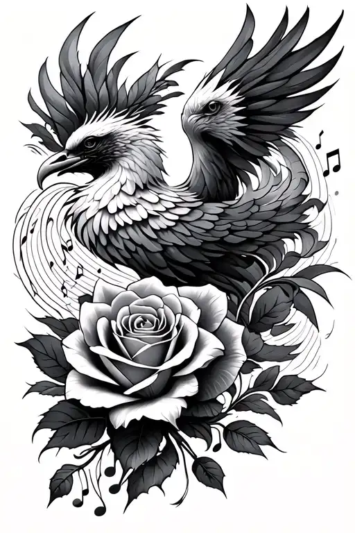 Phoenix Roses Waves Music Notes