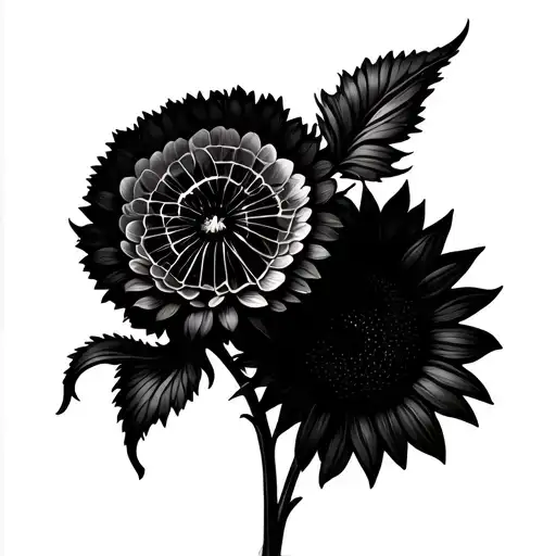 Dandelion And Sunflowers Intertwined