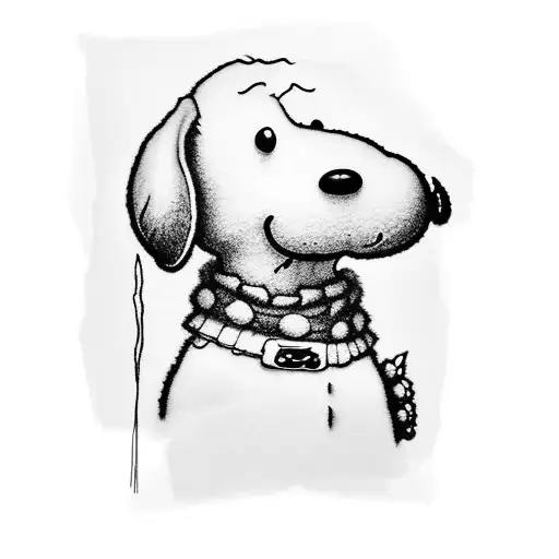 A Black And Grey Portrait Of Snoopy In A Thoughtful Pose