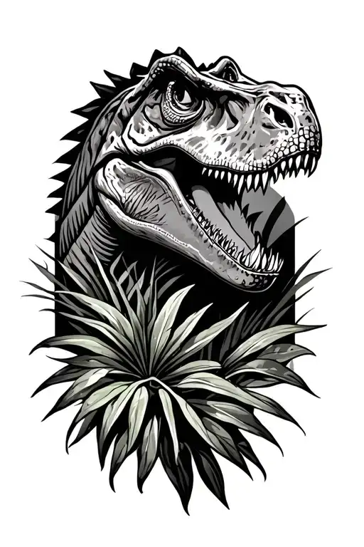 Jurassic Park Vibes With Some Plants And A Trex