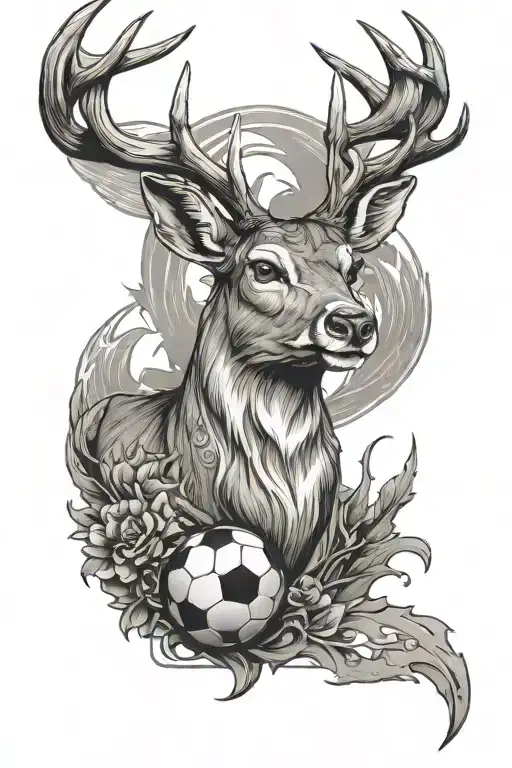 Football Number 9 Deer With Impressive Antlers