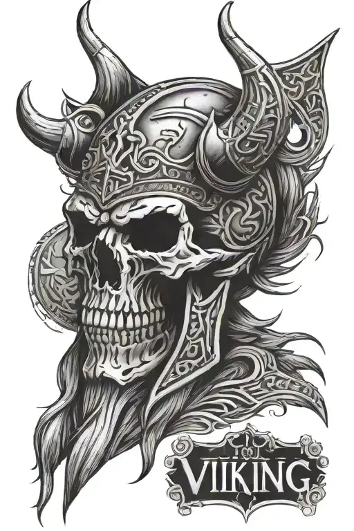 Viking Runes Odin Demon Skull