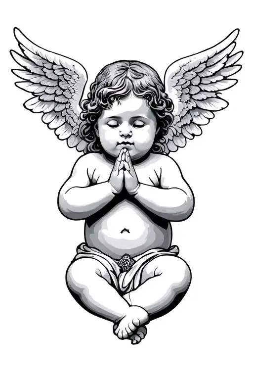Praying Baby Angel Wings Holding