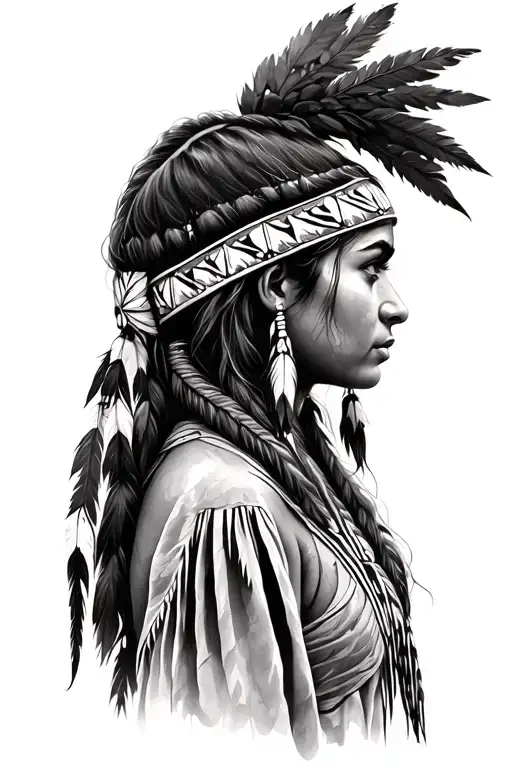 Native American Girl Side Profile