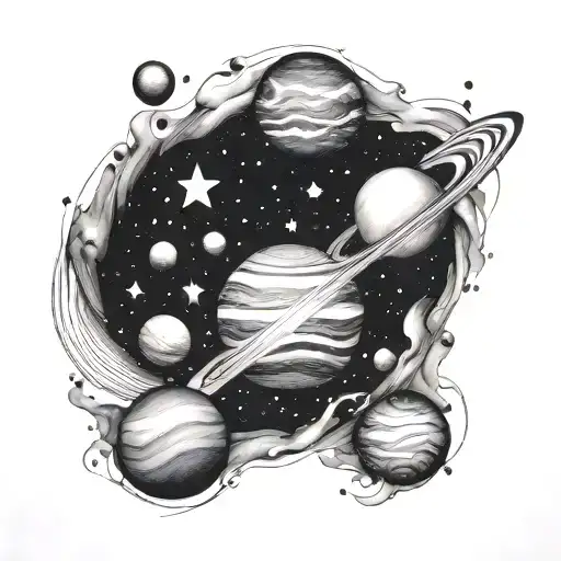 Galaxy With Planets And Stars